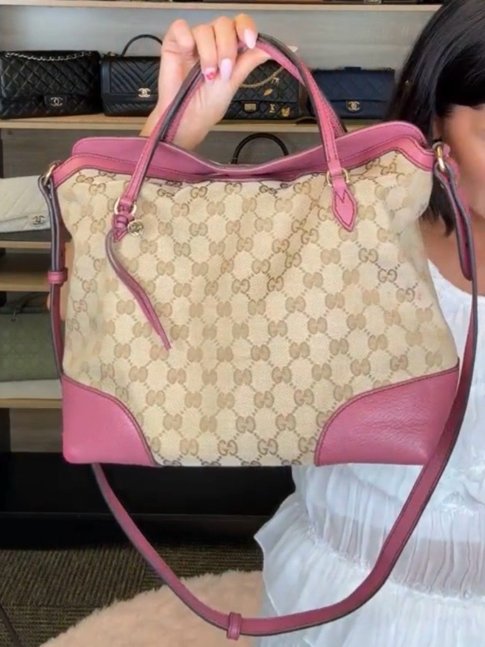 GUCCI Bree Convertible Top Handle Bag with Crossbody Strap